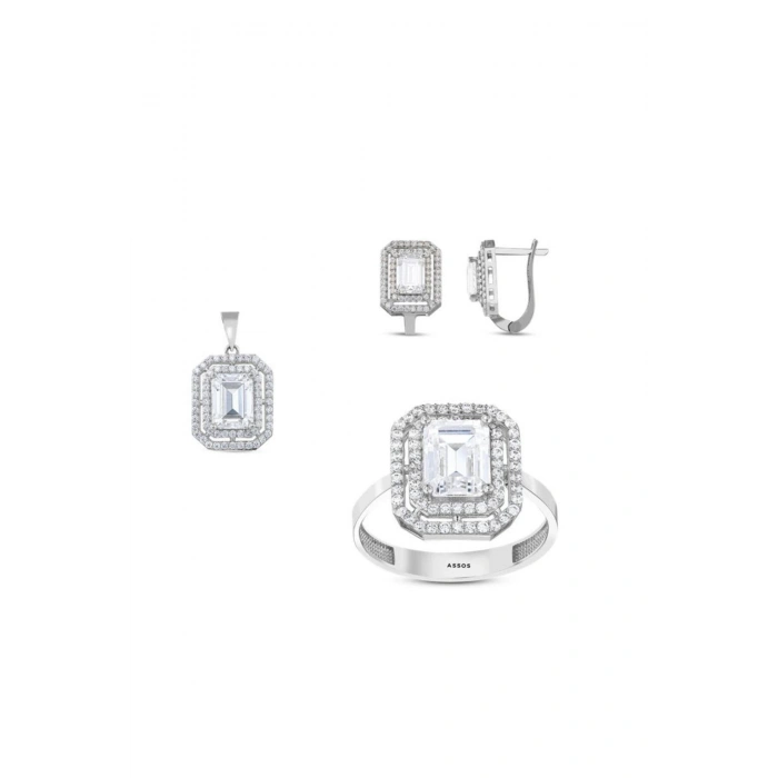 Baget Taşlı Altın Set - 14K