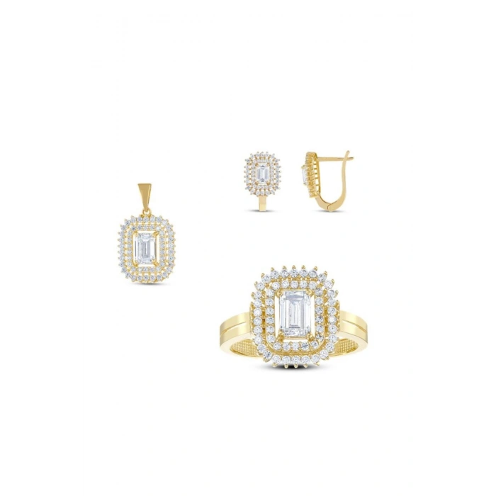 Baget Taşlı Altın Set - 14k - 7.49gr