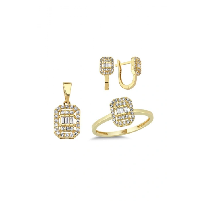 Baget Taşlı Altın Set - 14k - 5.05gr