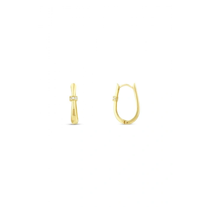 Taşlı Tasarım Altın Küpe - 14k - 2.76gr