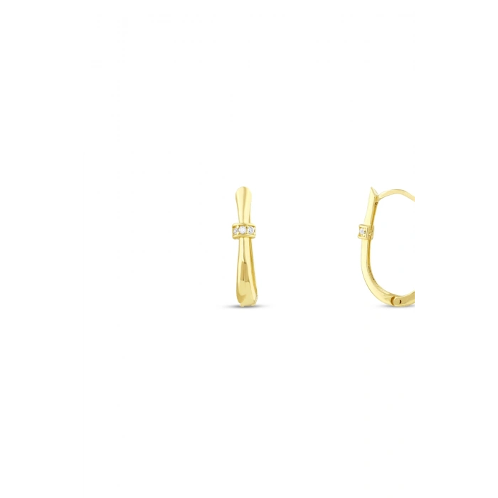 Taşlı Tasarım Altın Küpe - 14k - 2.76gr