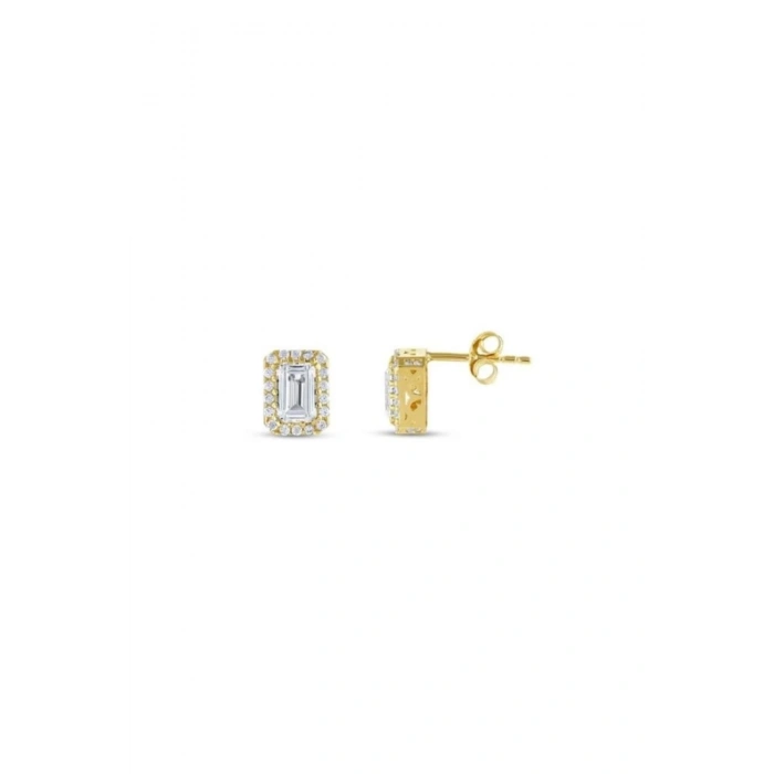 Baget Taşlı Altın Küpe - 14k - 2.15gr