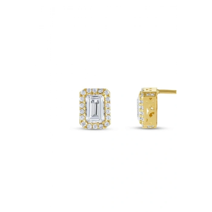 Baget Taşlı Altın Küpe - 14k - 2.15gr
