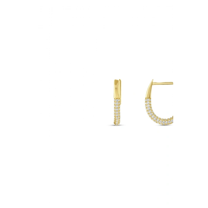 Altın Taşlı Tasarım Küpe - 14K
