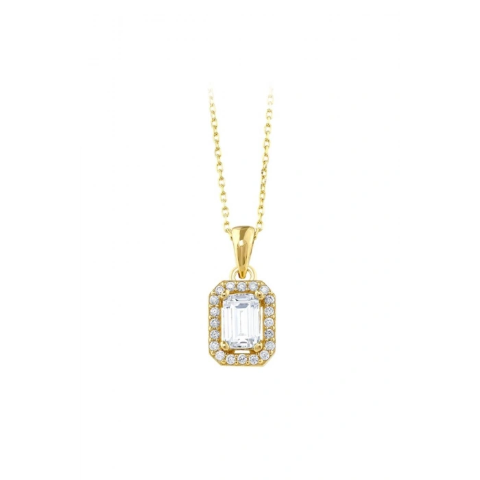 Baget Taşlı Altın Kolye - 14k - 2.20gr