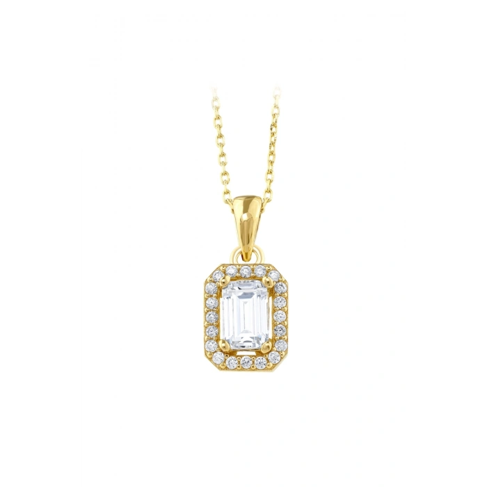 Baget Taşlı Altın Kolye - 14k - 2.20gr