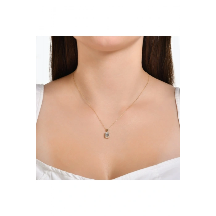 Baget Taşlı Altın Kolye - 14k - 2.20gr