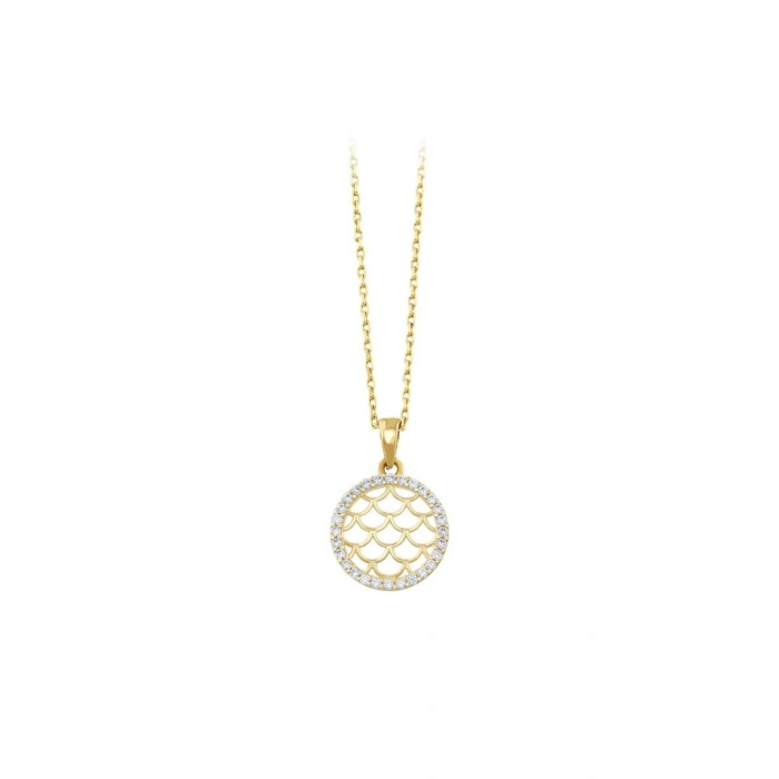 Taşlı Tasarım Altın Kolye - 14k - 1.58gr