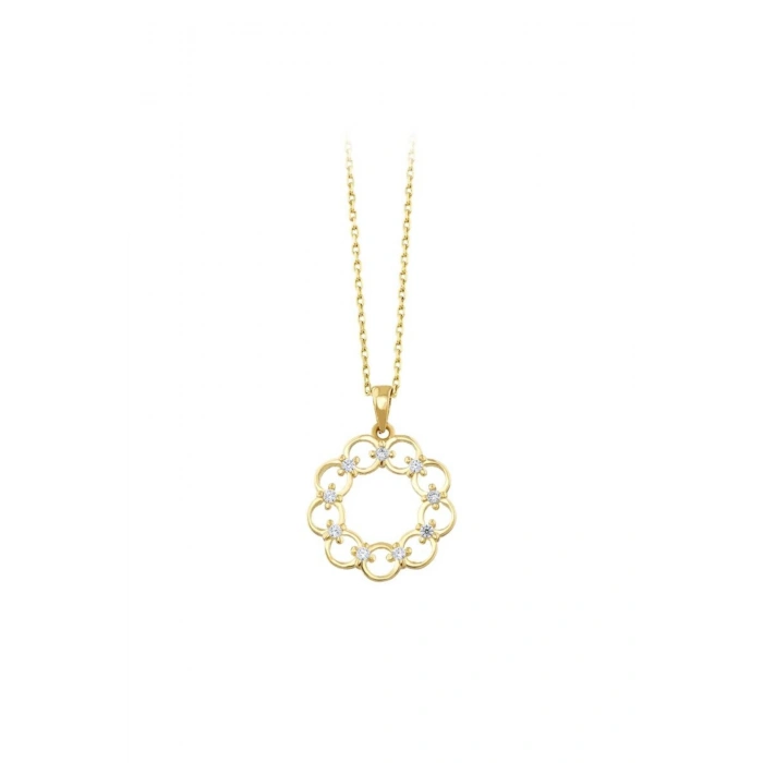 Taşlı Altın Kolye - 14k - 1.48gr