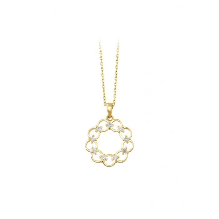 Taşlı Altın Kolye - 14k - 1.48gr