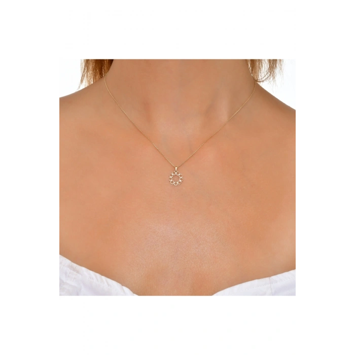 Taşlı Altın Kolye - 14k - 1.48gr