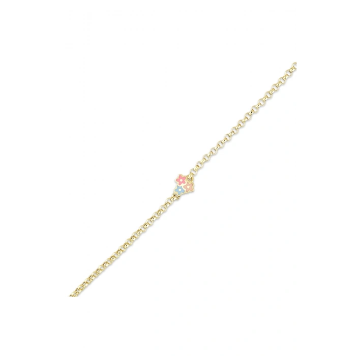 Çiçek Figürlü Altın Çocuk Bileklik - 14k - 1.62gr