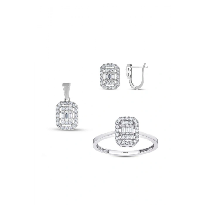 Baget Taşlı Altın Set - 14k - 3.92gr