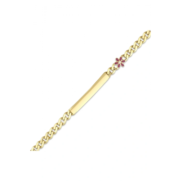 Çiçek Figürlü Altın Çocuk Künye - 14k - 3.41gr