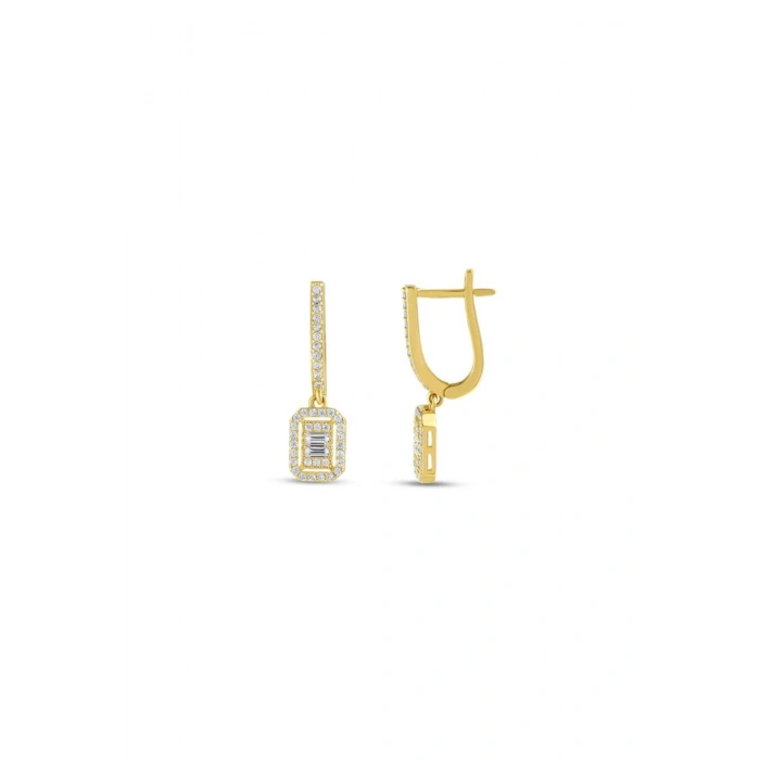Baget Taşlı Altın Küpe - 14k - 2.75gr