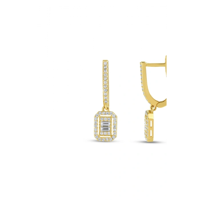 Baget Taşlı Altın Küpe - 14k - 2.75gr