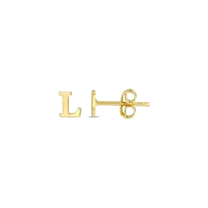Altın L Harfi Küpe - 14K
