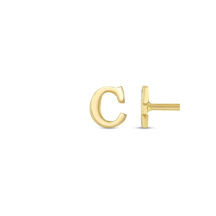 Altın C Harfi Küpe - 14K