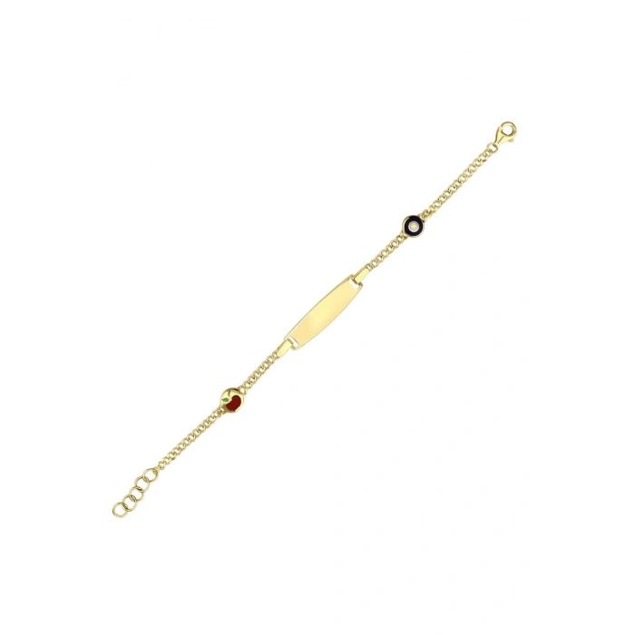 Elma Figürlü Altın Çocuk Künye - 14k - 2.97gr