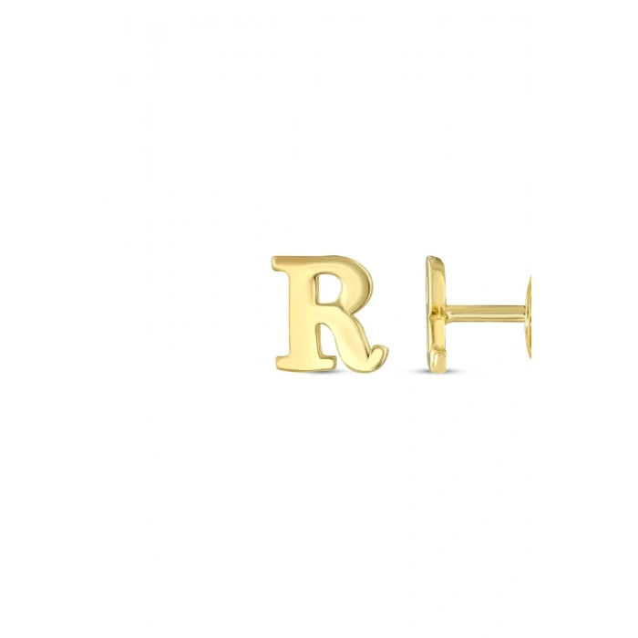 Altın R Harfi Küpe - 14K