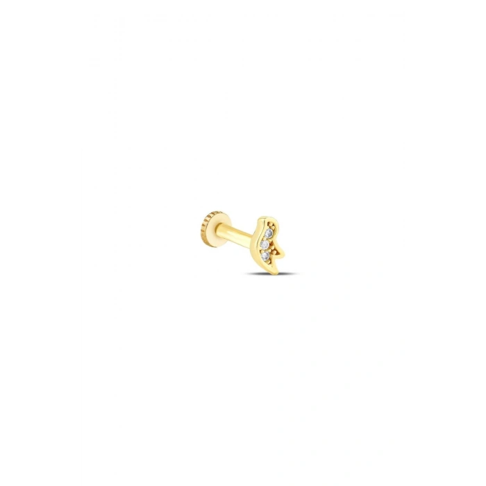 Taşlı Altın Tragus Piercing - 14k - 0.25gr