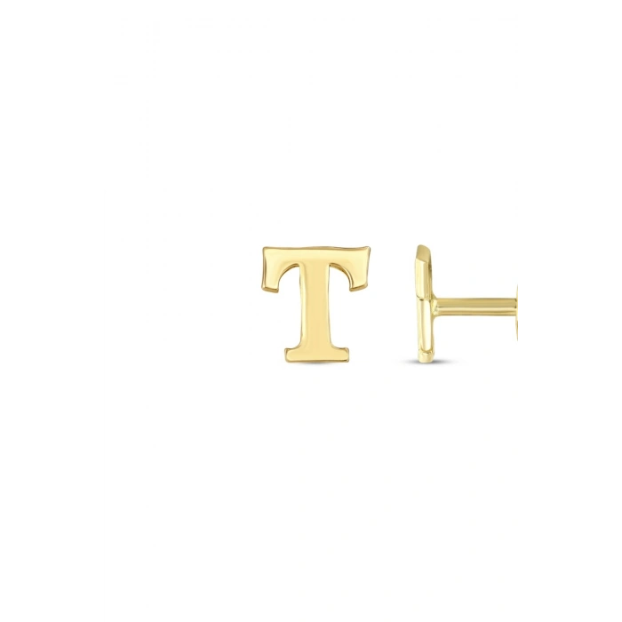 Altın T Harfi Küpe - 14K
