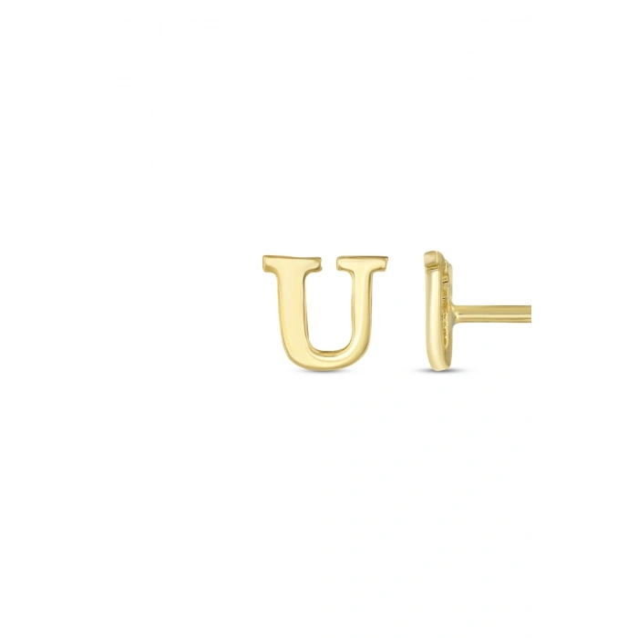 Altın U Harfi Küpe - 14K