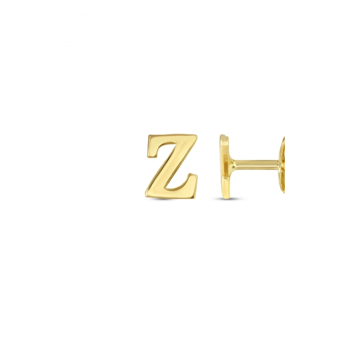 Z Harfli Tek Altın Küpe - 14K