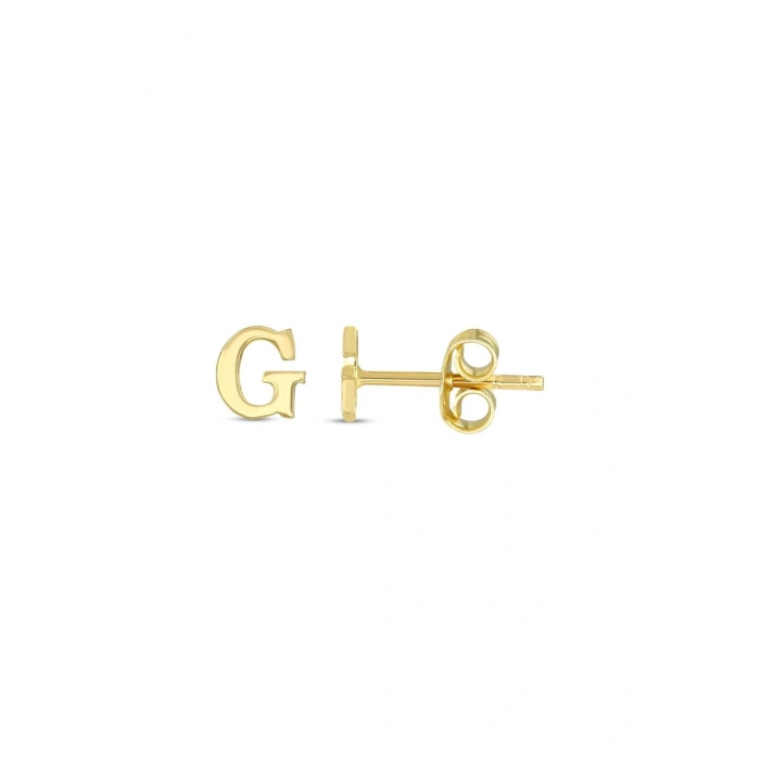 G Harfli Tek Altın Küpe - 14K