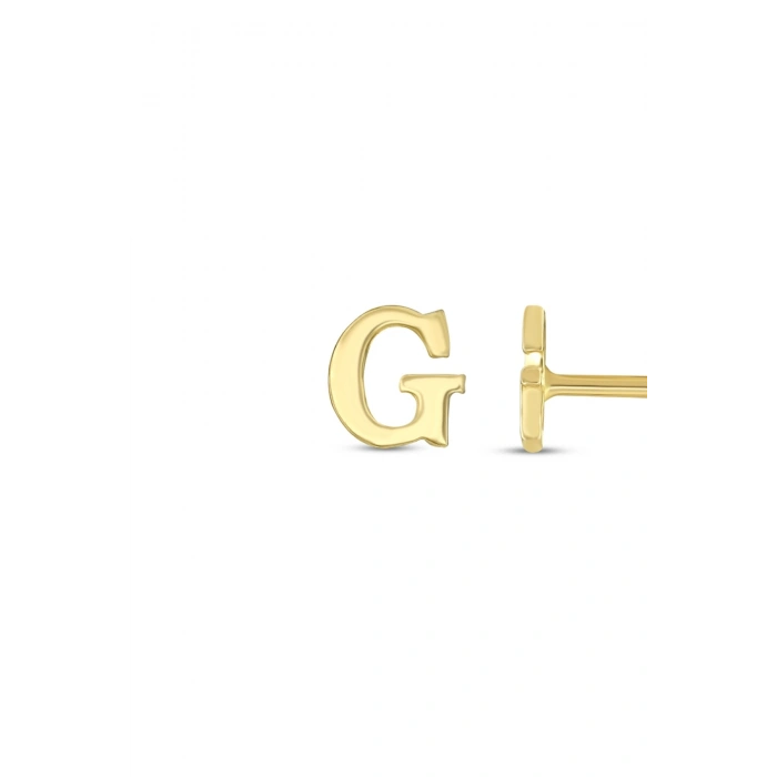 G Harfli Tek Altın Küpe - 14K