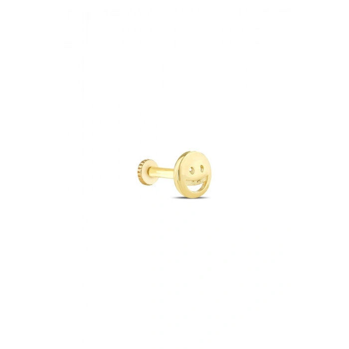 Altın Tragus Gülen Yüz Piercing - 14K