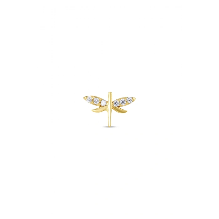 Taşlı Altın Tragus Piercing - 14K