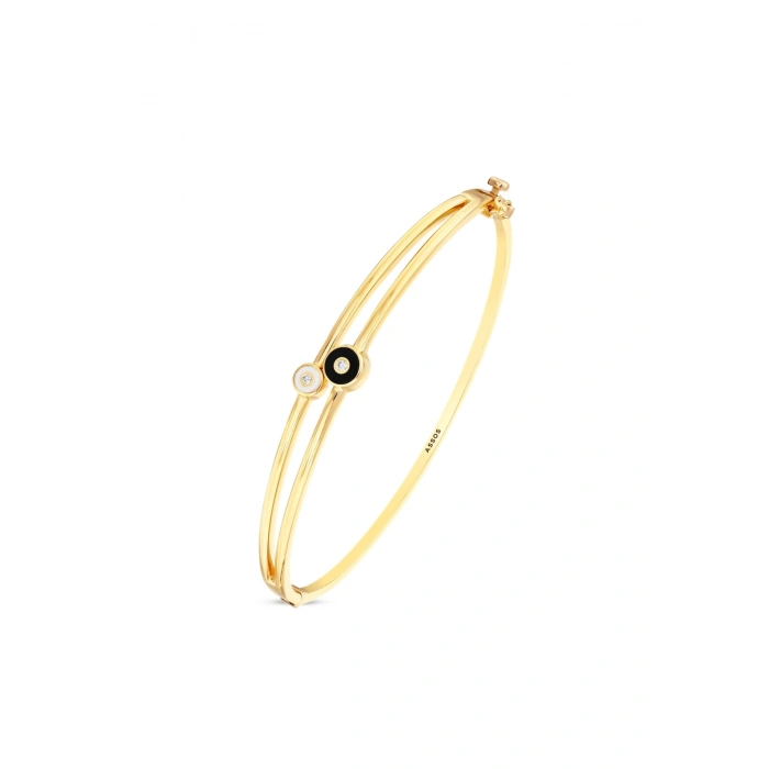 Taşlı Altın Kelepçe Bilezik - 14k - 5.92gr