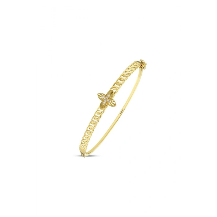 Taşlı Altın Kelepçe Bilezik - 14k - 6.45gr