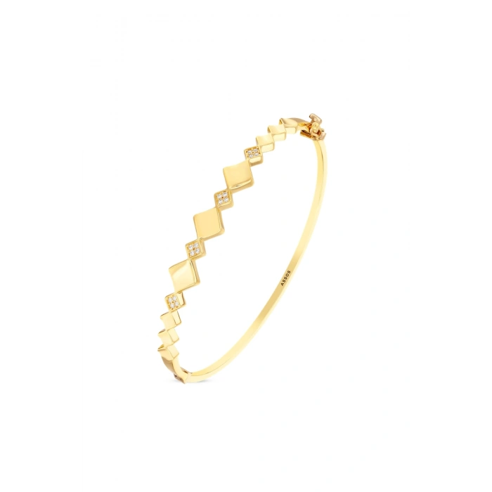 Taşlı Altın Kelepçe Bilezik - 14k - 5.93gr