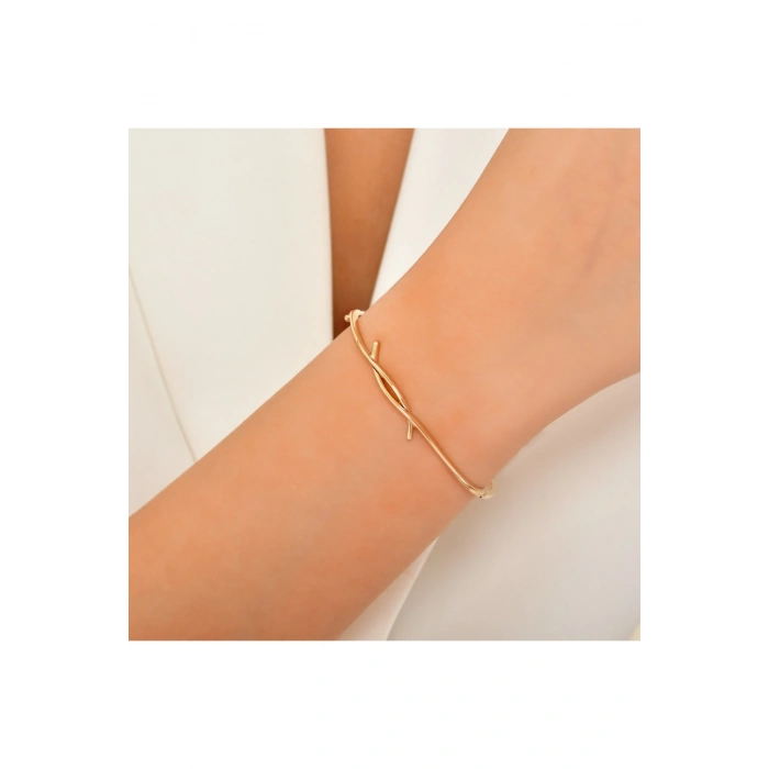 Tasarım Altın Kelepçe Bilezik - 14k - 5.38gr