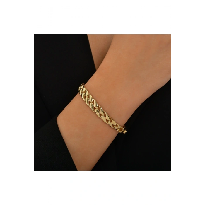 Tasarım Altın Kelepçe Bilezik - 14K - 10.28gr