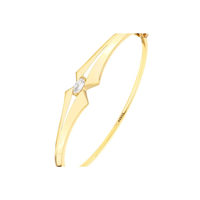 Taşlı Altın Kelepçe Bilezik - 14k - 5.84gr