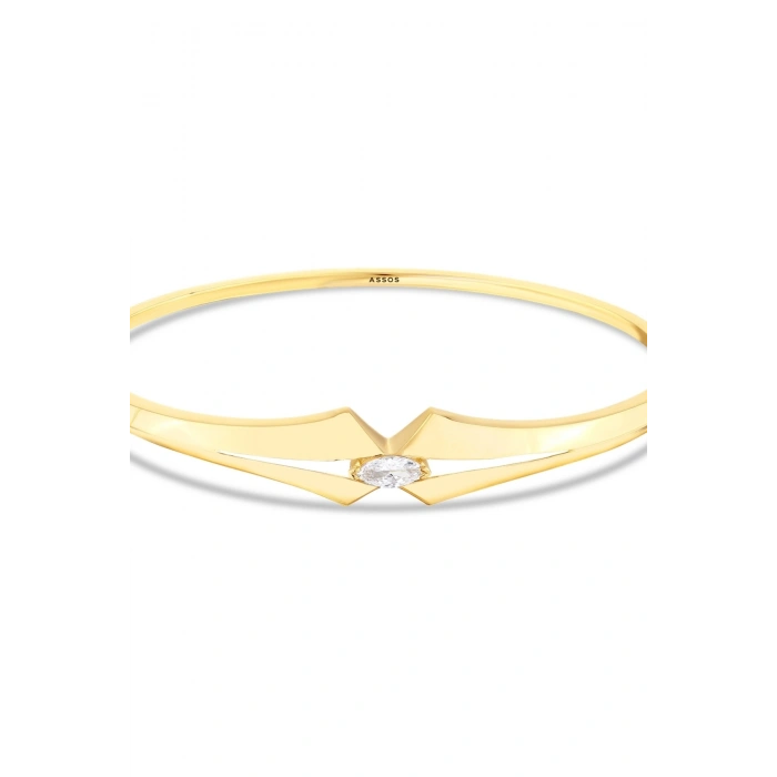 Taşlı Altın Kelepçe Bilezik - 14k - 5.84gr