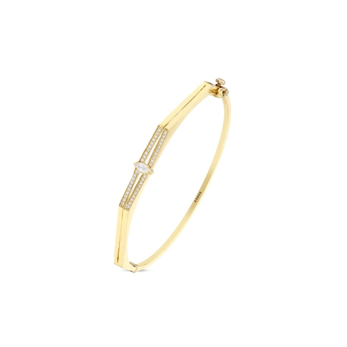 Taşlı Altın Kelepçe Bilezik - 14k - 5.42gr