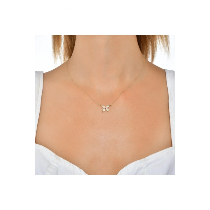 Taşlı Tasarım Altın Kolye - 14k - 2.06gr