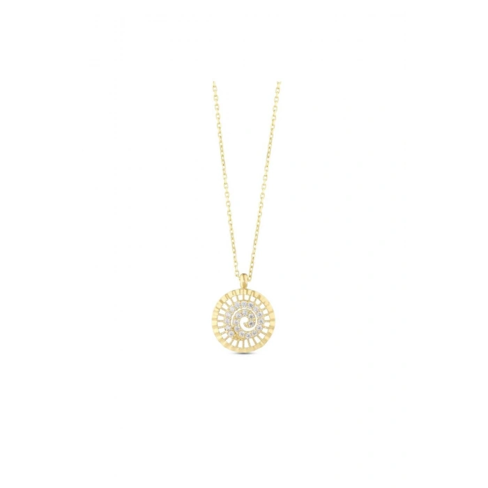 Taşlı Tasarım Altın Kolye - 14k - 1.62gr