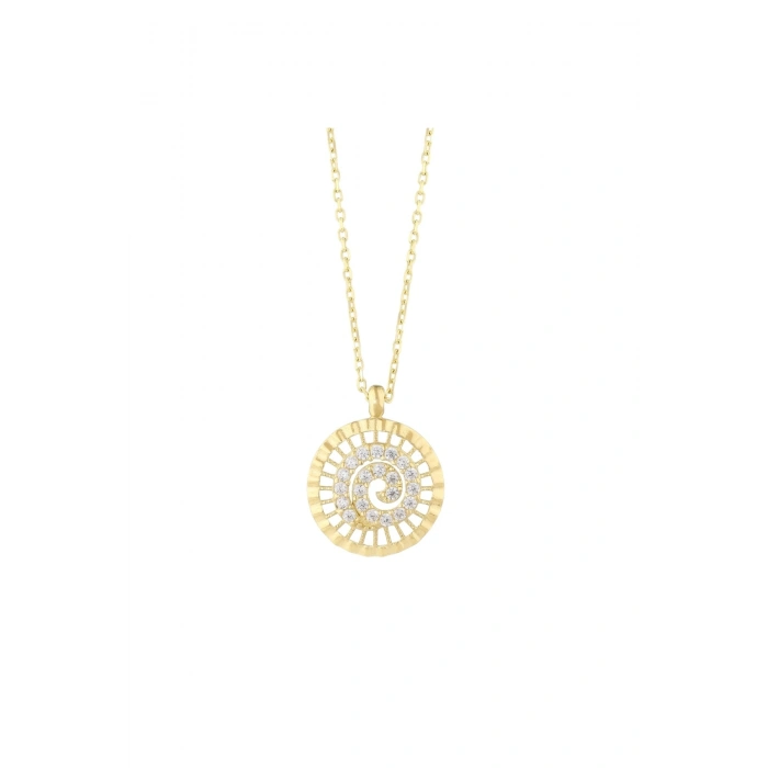 Taşlı Tasarım Altın Kolye - 14k - 1.62gr
