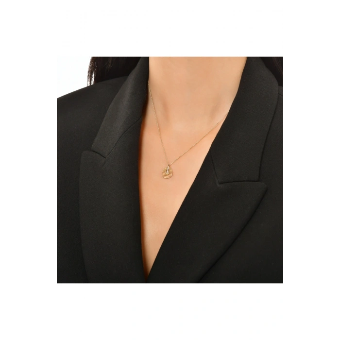 Taşlı Tasarım Altın Kolye - 14k - 1.67gr