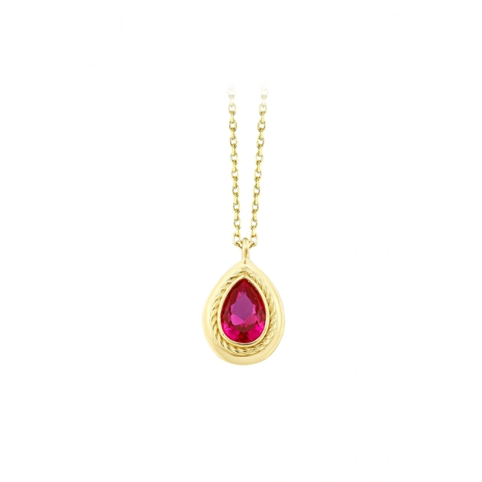 Renkli Taşlı Altın Kolye - 14K - 1.85gr