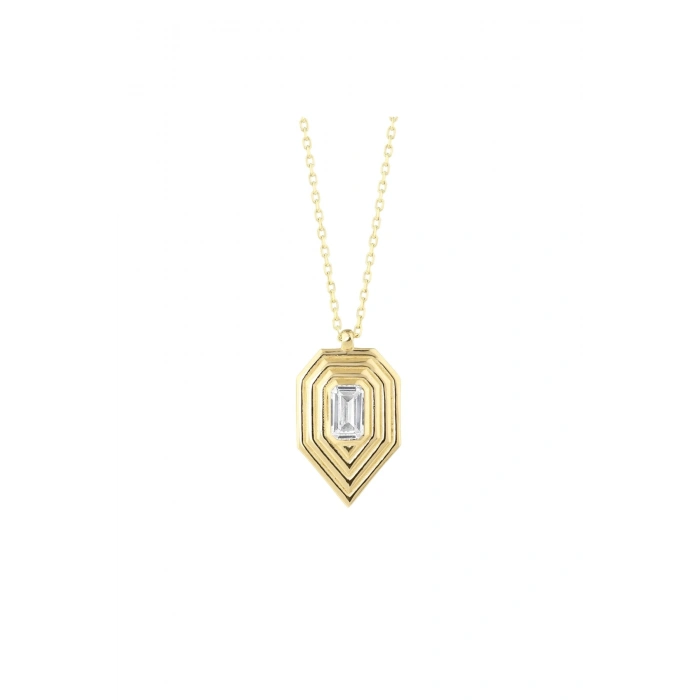 Taşlı Tasarım Altın Kolye - 14k - 1.84gr