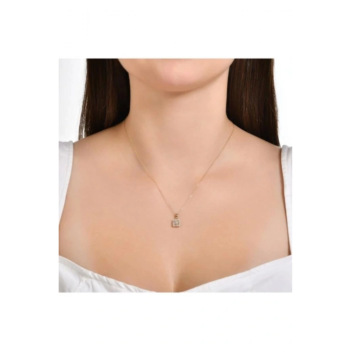 Baget Taşlı Altın Kolye - 14k - 1.92gr