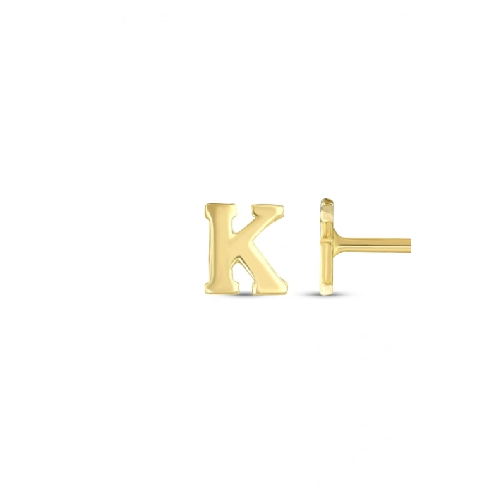 Altın K Harfi Küpe - 14K