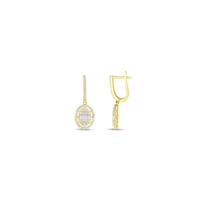 Baget Taşlı Altın Küpe - 14k - 3.86gr