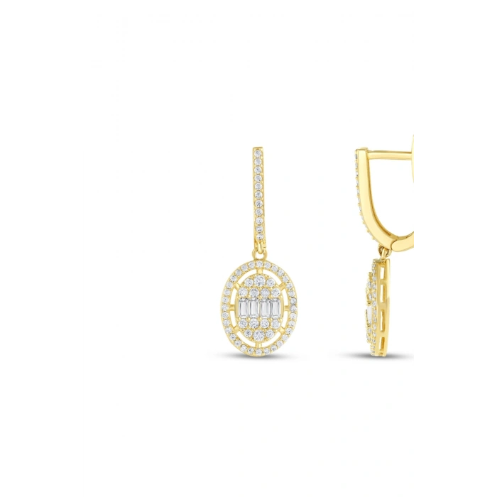 Baget Taşlı Altın Küpe - 14k - 3.86gr